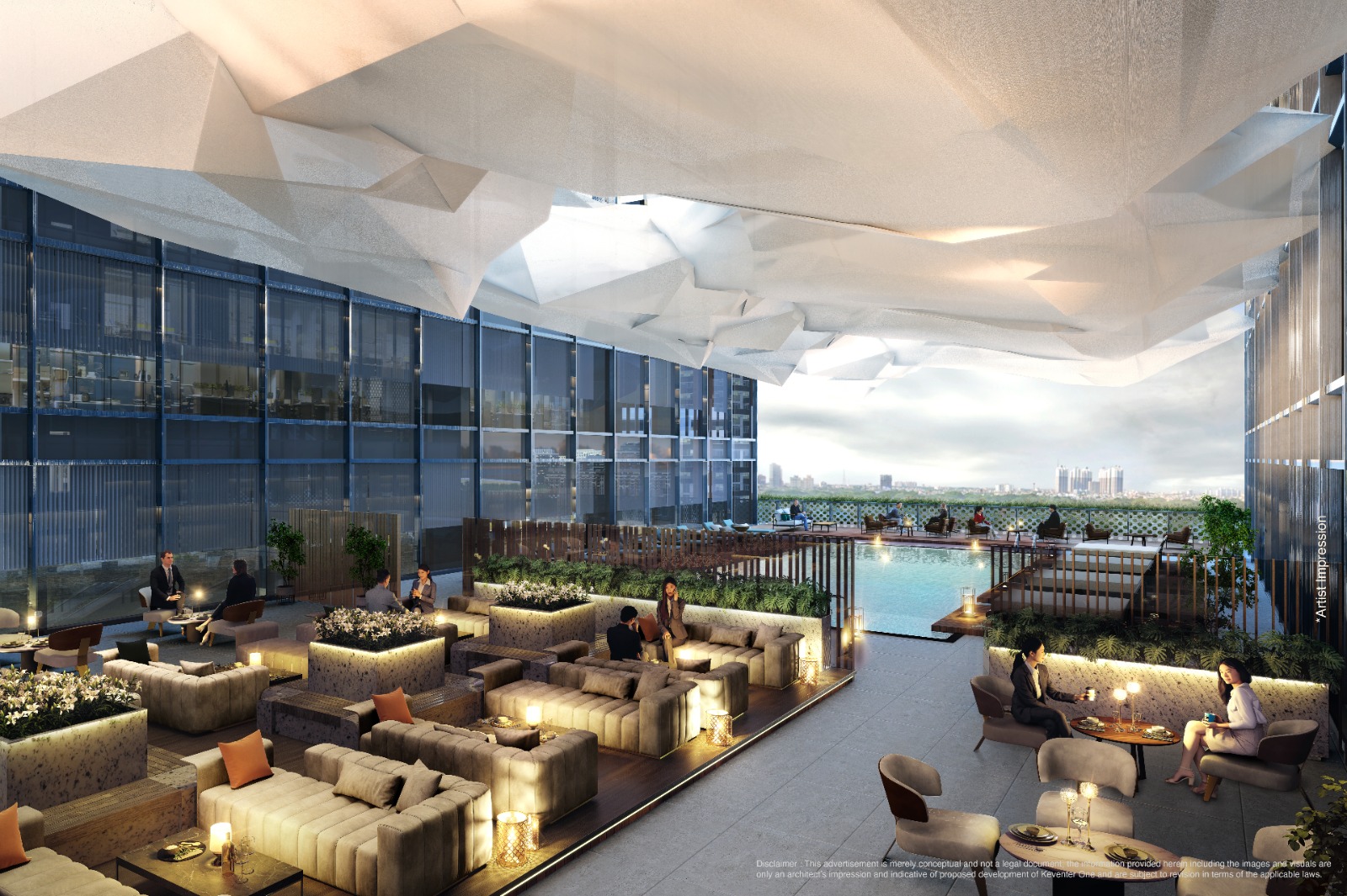 Terrace lounge and pool deck at Keventer One